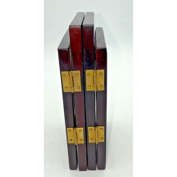 Vintage Mini Table Top Chinese Four Panel Screen 2 Sided Hand Painted 6.6”x14.5” - Picture 14 of 16